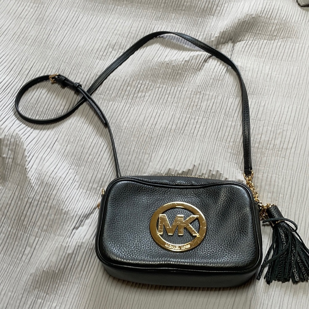 Michael Kors Gold Accent Crossbody Leather Purse